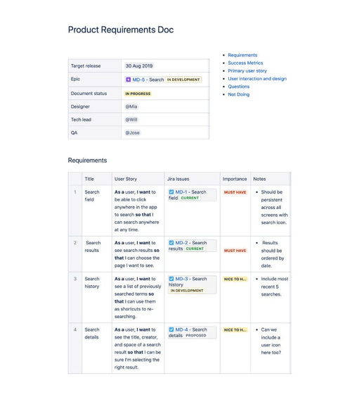 Product requirements - mit Confluence Cloud die Produktanforderungen definieren