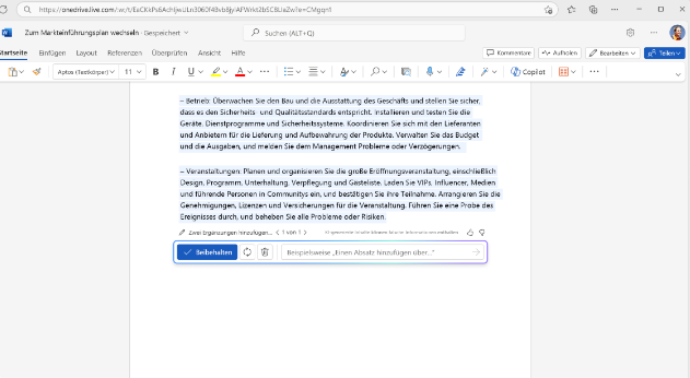 Microsoft Copilot hilft beim Arbeiten in Word