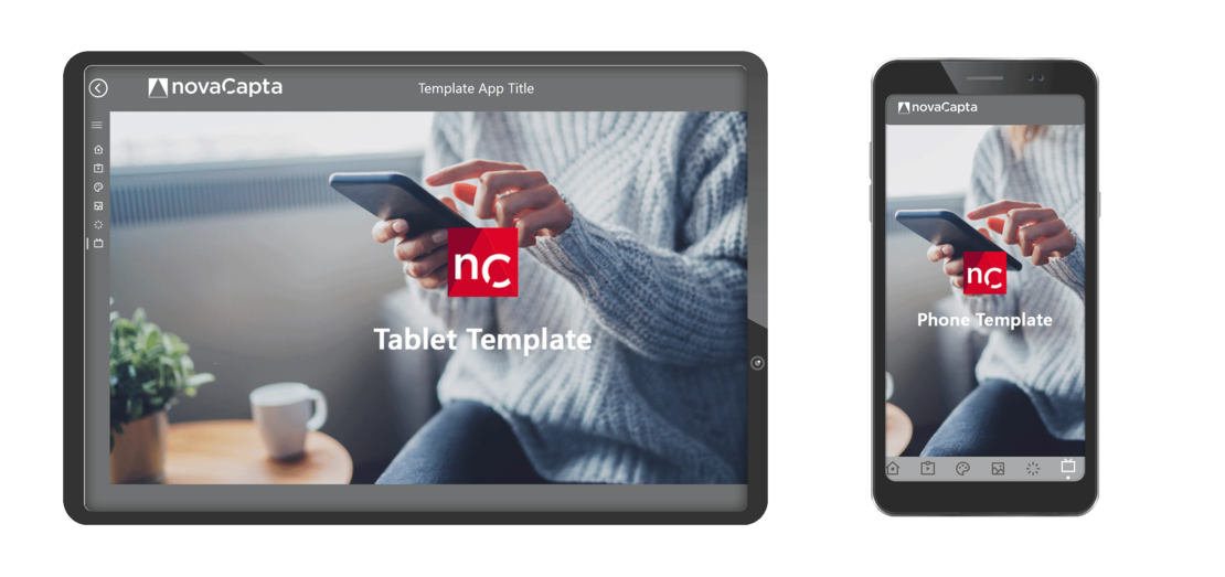 novaCapta Design Editor mobile Ansichten auf Tablets und Smartphones