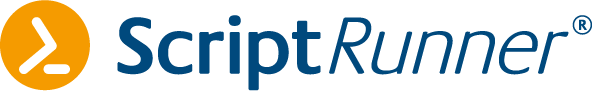Logo der Firma Scriptrunner mit Signet und Name als Schriftzug