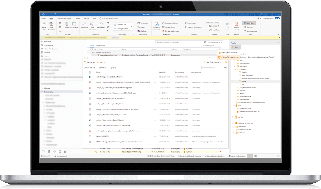 Screenshot Outlook 2 Sharepoint Mailablagesystem