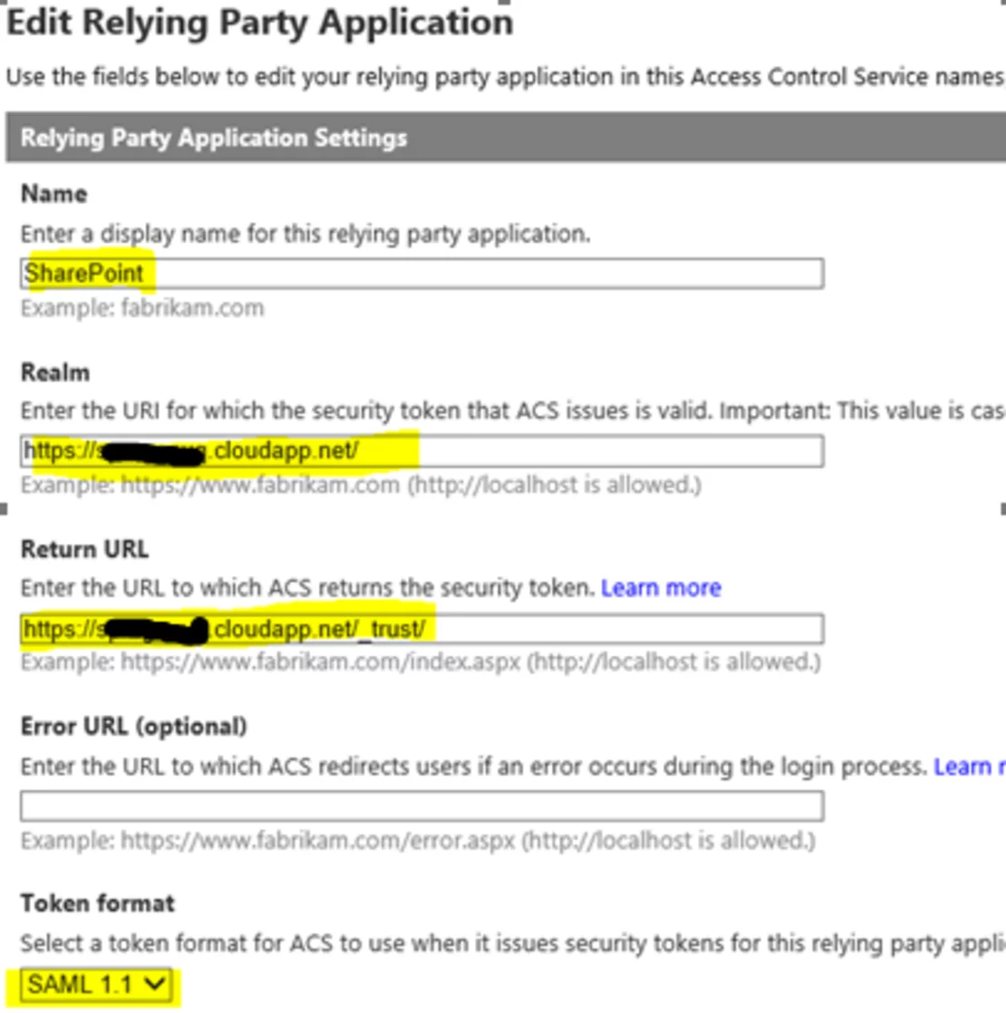 Screenshot Relying Party Application